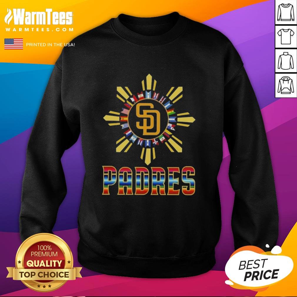 Official San Diego Padres X Hispanic sweatshirt featuring vibrant design and team logo for fans and collectors.