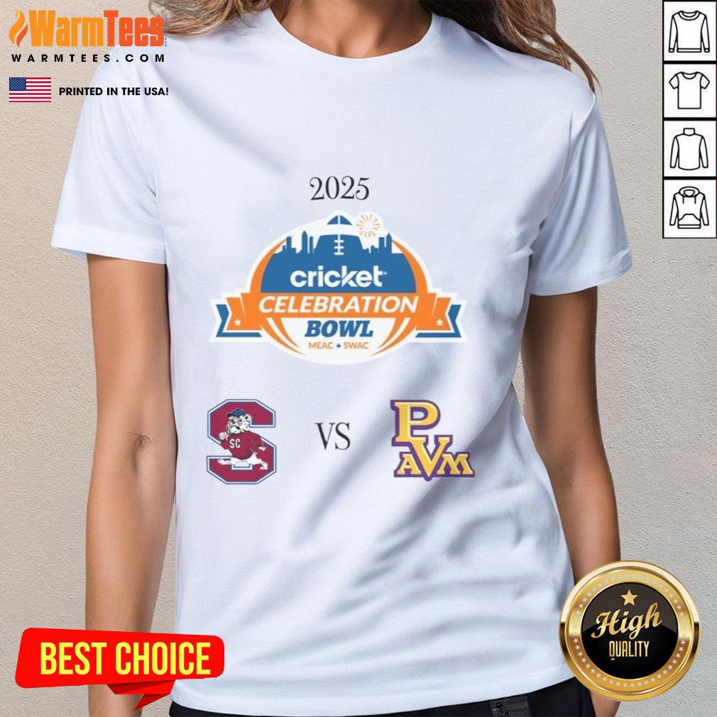 Official South Carolina State Bulldogs vs Prairie View A&M Panthers 2025 Celebration Bowl ladies tee shirt design.