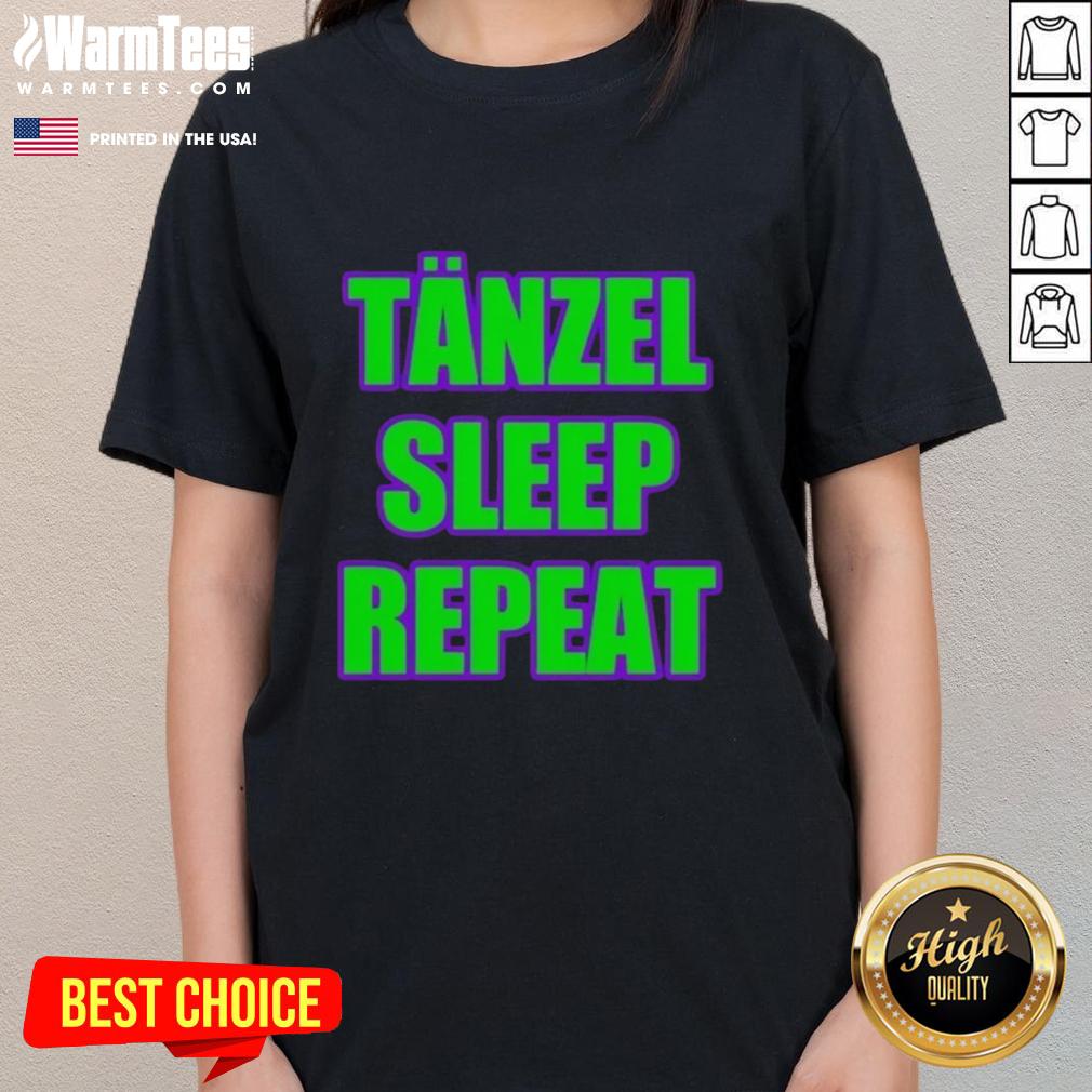 Alt Text: Original Tanzel Sleep Repeat Ladies Tee in soft fabric, perfect for comfortable lounging and everyday wear.