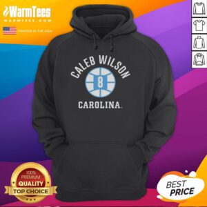 Caleb Wilson UNC Tar Heels basketball hoodie featuring name and number 8, perfect for fans of the team.