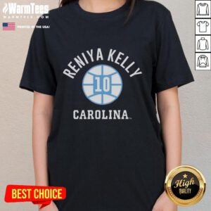Original UNC Tar Heels Basketball Reniya Kelly Name Number Ball 10 ladies tee in vibrant colors and stylish design.
