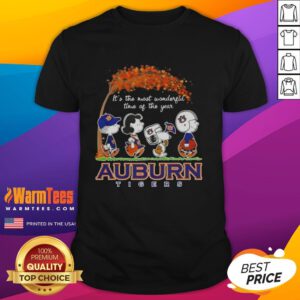 Premium Auburn Tigers X Peanuts Snoopy And Friends T-Shirt for autumn, celebrating 'It's The Most Wonderful Time Of The Year.'