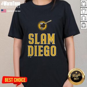 Alt Text: Premium San Diego Padres Brown Slam Diego Ladies Tee featuring stylish design for female baseball fans.