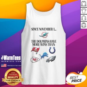 Miami Dolphins celebrate their winning streak since November 1, outpacing tank top fashion trends in style.