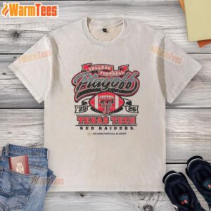 Alt Text: Premium Texas Tech Red Raiders College Football Playoff 2025-2026 washed t-shirt featuring team logo and stylish design.
