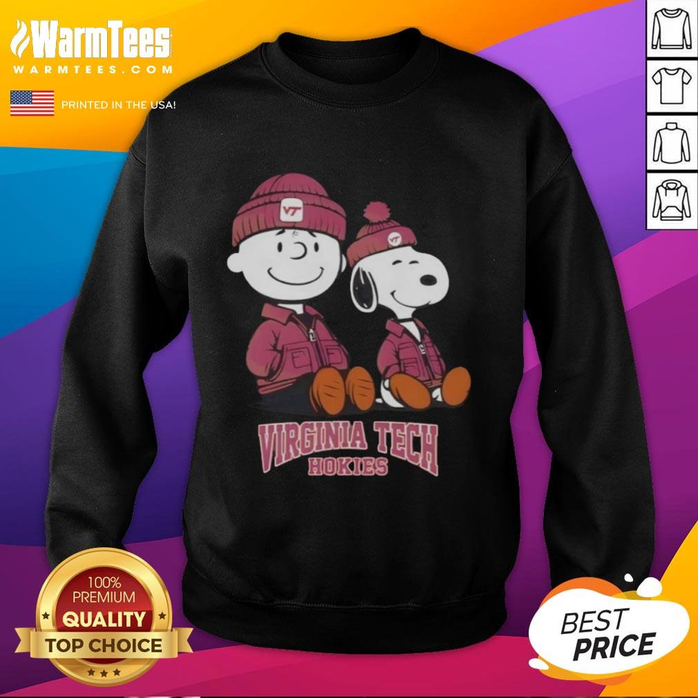 Premium Virginia Tech Hokies X Snoopy and Charlie Brown sweatshirt featuring vibrant colors and cozy design.