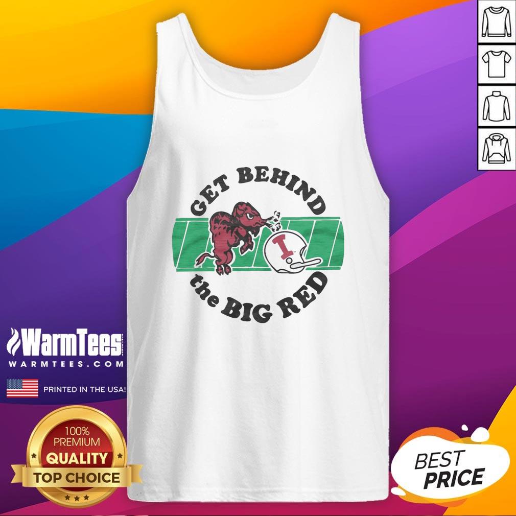 Top Indiana University Get Behind The Big Red Tank Top featuring vibrant red color and bold university logo design.