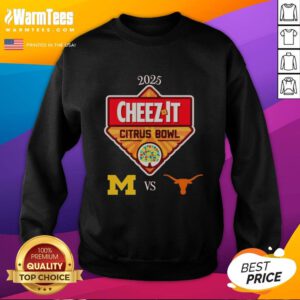 2025 Cheez-It Citrus Bowl sweatshirt featuring Michigan Wolverines vs Texas Longhorns at Camping World Stadium.