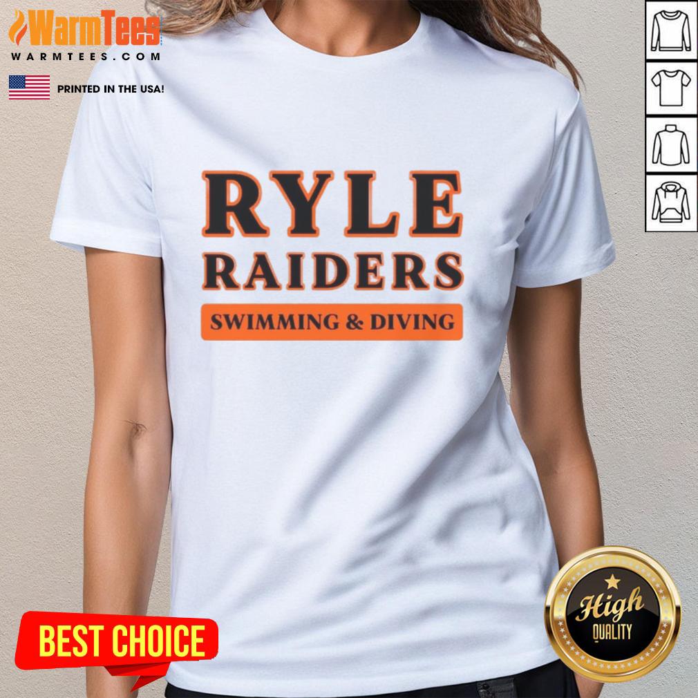 Alt Text: Top Ryle Raiders Swimming & Diving Ladies Tee featuring team logo and stylish design for swimmers and supporters.