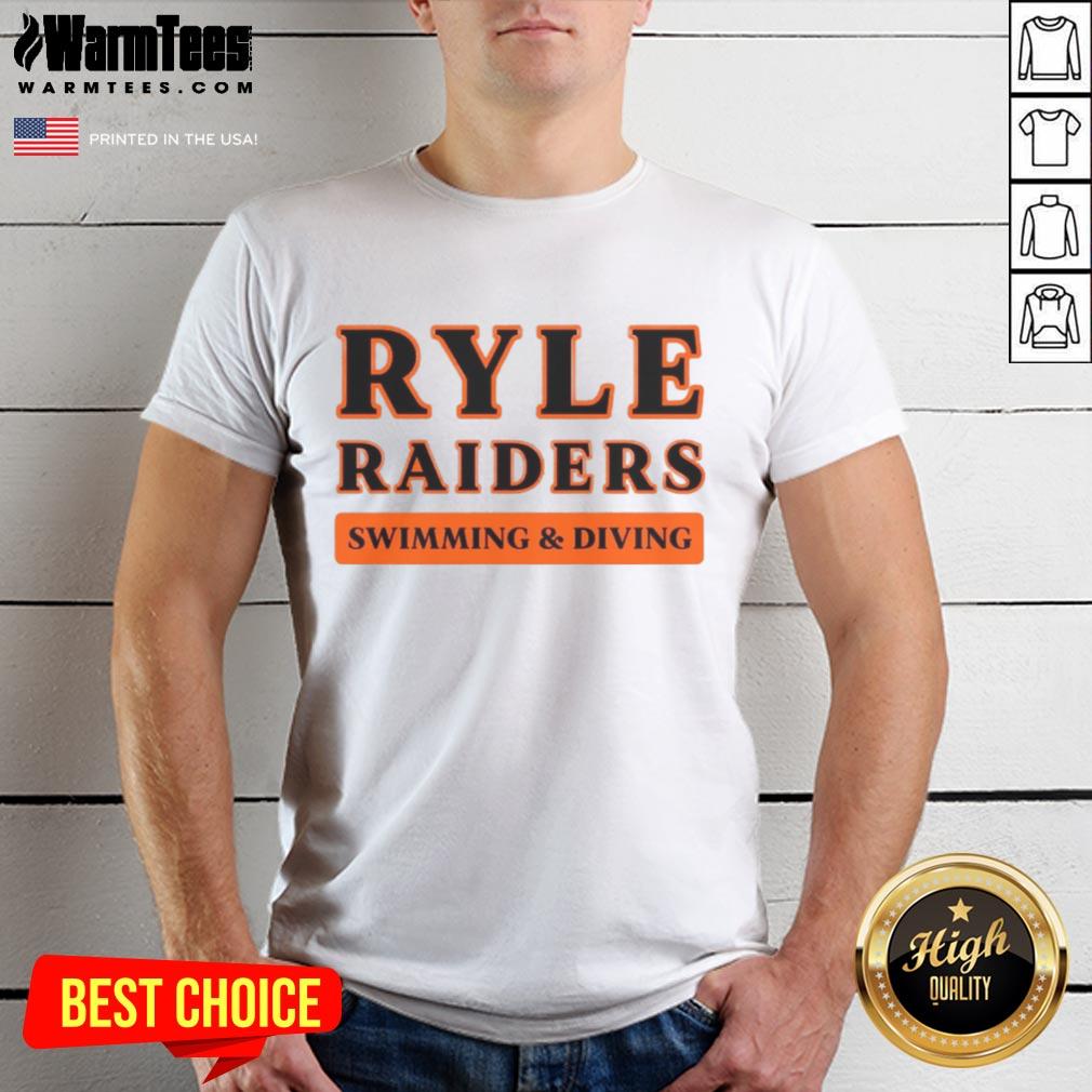 Ryle Raiders Swimming & Diving T-Shirt featuring team colors and logo, perfect for fans and athletes.