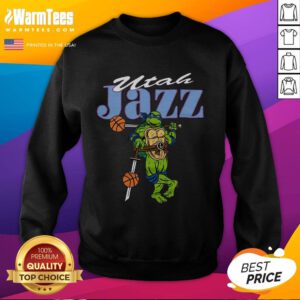 Top TMNT Leonardo X Utah Jazz sweatshirt featuring vibrant graphics and stylish design for fans of both franchises.