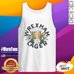 Alt Text: Top Wrexham Lager 1882 mug tank top featuring stylish design and vibrant colors for fans of Wrexham Lager.