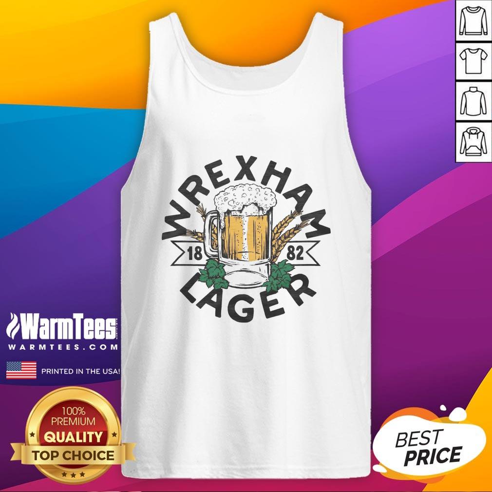 Alt Text: Top Wrexham Lager 1882 mug tank top featuring stylish design and vibrant colors for fans of Wrexham Lager.