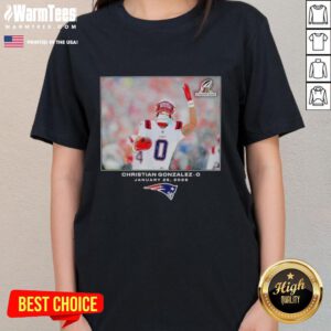 Awesome New England Patriots Christian Gonzalez NFL Flash Features Week 21 Ladies Tee in stylish design and vibrant colors.