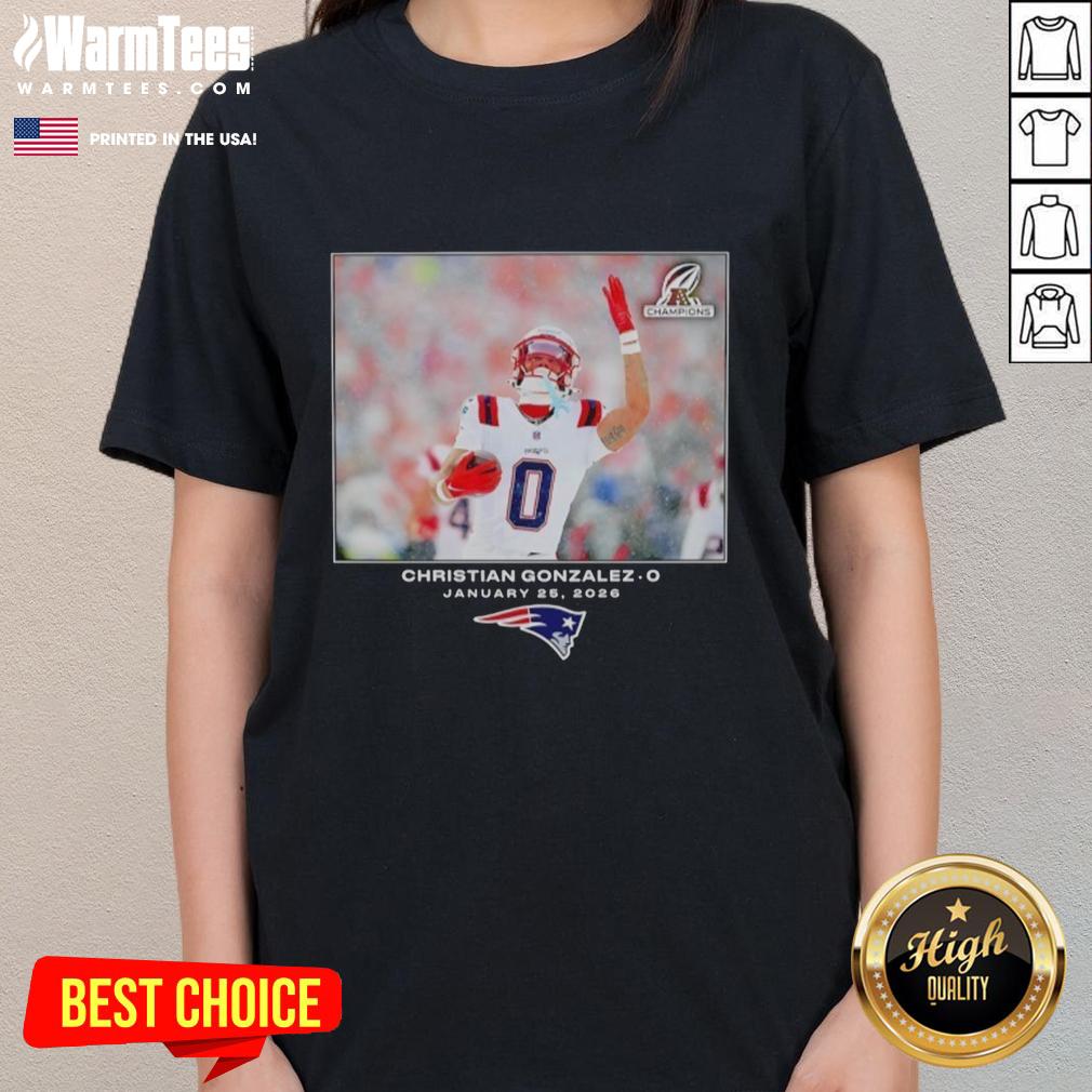 Awesome New England Patriots Christian Gonzalez NFL Flash Features Week 21 Ladies Tee in stylish design and vibrant colors.