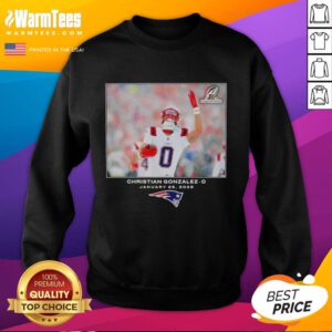 Christian Gonzalez NFL sweatshirt featuring New England Patriots design for Week 21, showcasing vibrant colors and team logo.