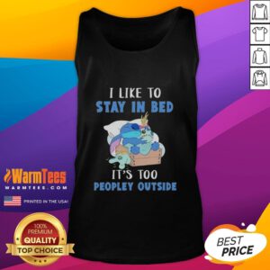 Alt Text: Awesome Stitch Sleep 'I Like To Stay In Bed' Tank Top for cozy days indoors, perfect for lounging and relaxing.