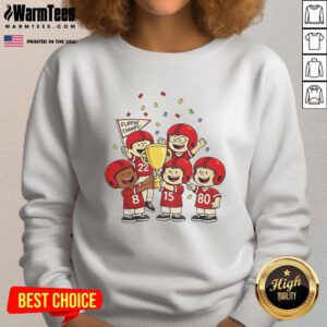 Funny The Peanuts Flippin Champs sweatshirt featuring playful cartoon characters, perfect for Peanuts fans and cozy wear.