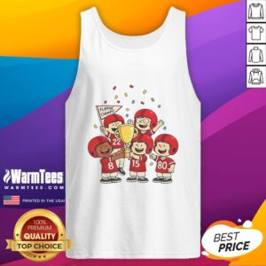 Funny Peanuts Flippin Champs tank top featuring playful cartoon characters from Peanuts comic strip.