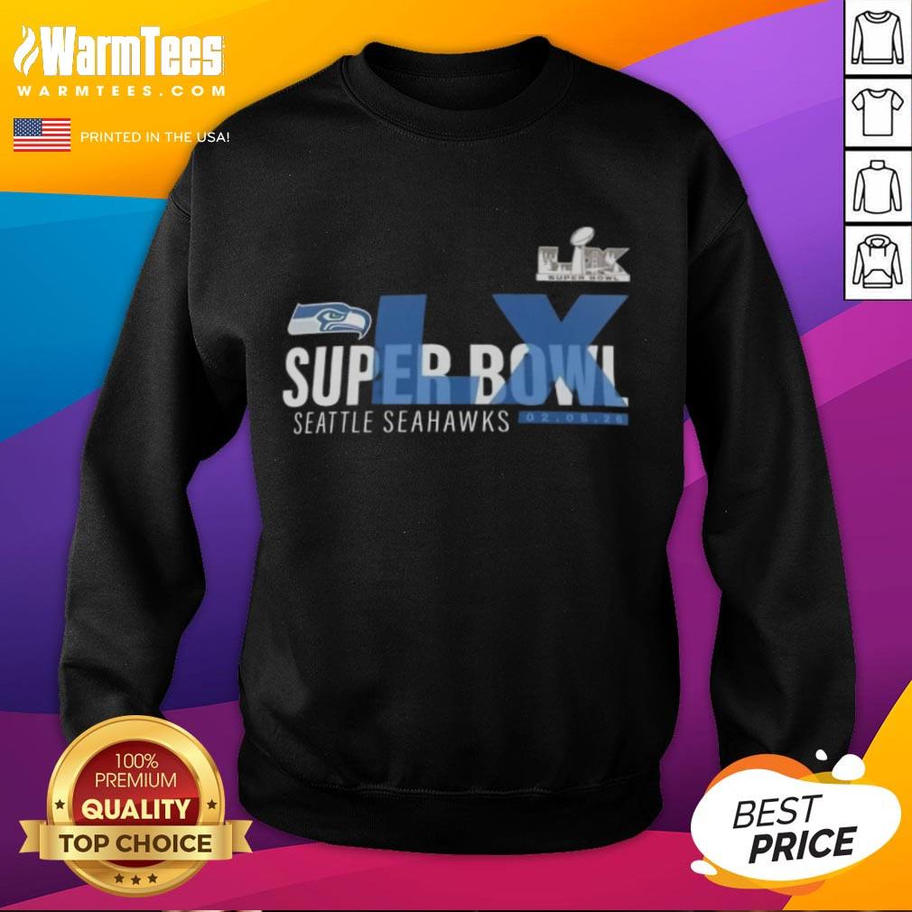 Good 2026 Seattle Seahawks Super Bowl LX sweatshirt featuring bold team graphics and a cozy design for fans.