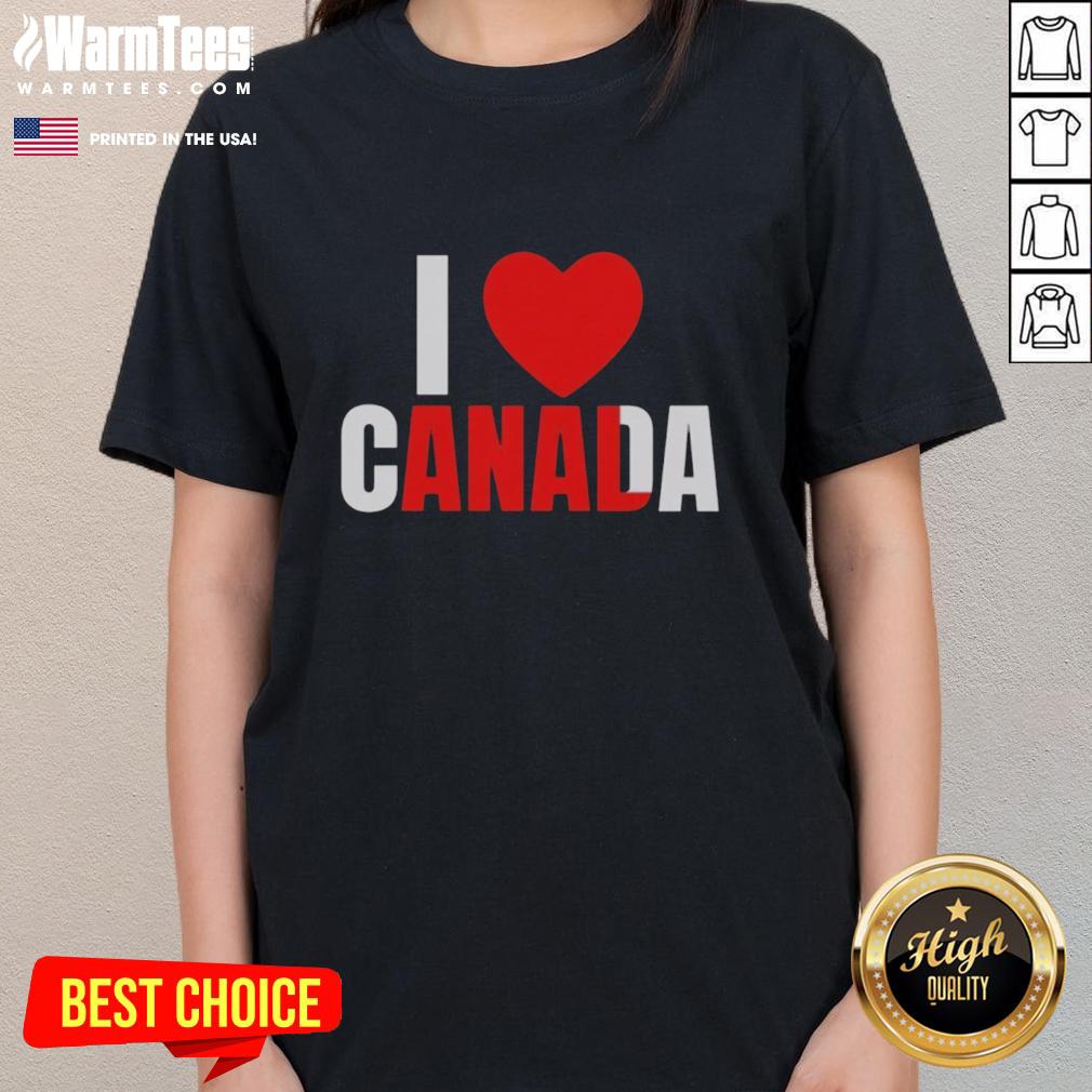 Good I Love Canada Anal Ladies Tee - a fun graphic t-shirt showcasing a playful design for Canadian pride.