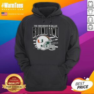 Miami Hurricanes NCAA CFP showdown hoodie featuring a helmet design, perfect for fans of college football in Dallas.