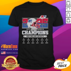 Good New England Patriots AFC Conference Champions 2025 helmet t-shirt showcasing team pride and championship spirit.