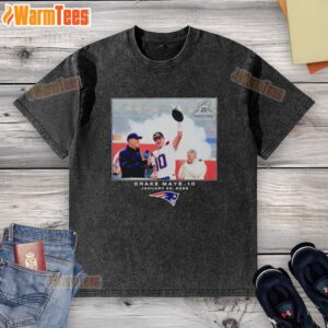 Alt Text: Drake Maye in a washed t-shirt, showcasing his support for the New England Patriots in NFL 2026.