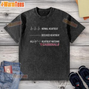 Good normal heartbeat graphic on a washed t-shirt featuring Arizona Cardinals design, perfect for fans and casual wear.