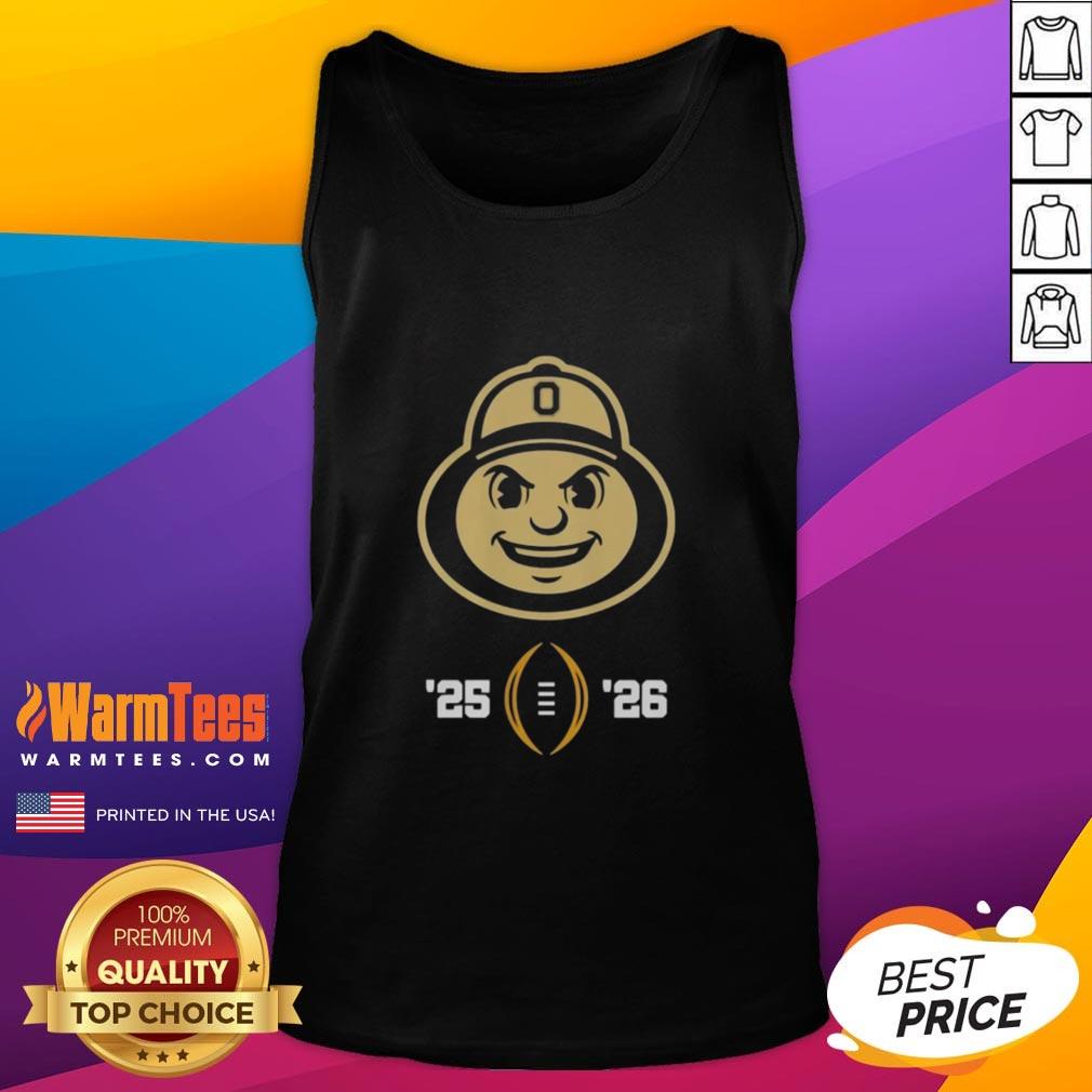 Ohio State Buckeyes mascot head on a tank top for the 2025-2026 College Football Playoff, perfect for fans.