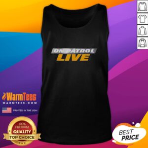 Good On Patrol Live logo tank top featuring a bold design perfect for casual wear and outdoor activities.