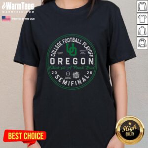 Good Oregon 2026 Peach Bowl Bound ladies tee featuring vibrant colors and team spirit design for enthusiastic fans.