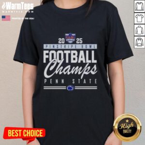 Penn State Nittany Lions Pinstripe Bowl Champions 2025 ladies tee features vibrant team colors and logo design.