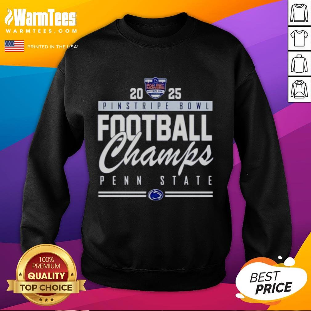 Penn State Nittany Lions Pinstripe Bowl Champions 2025 sweatshirt featuring team colors and logo, perfect for fans.