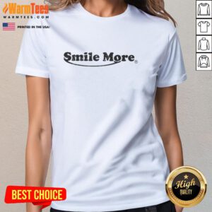 Good Smile More logo on a stylish ladies' tee, promoting positivity and joy through fashion.