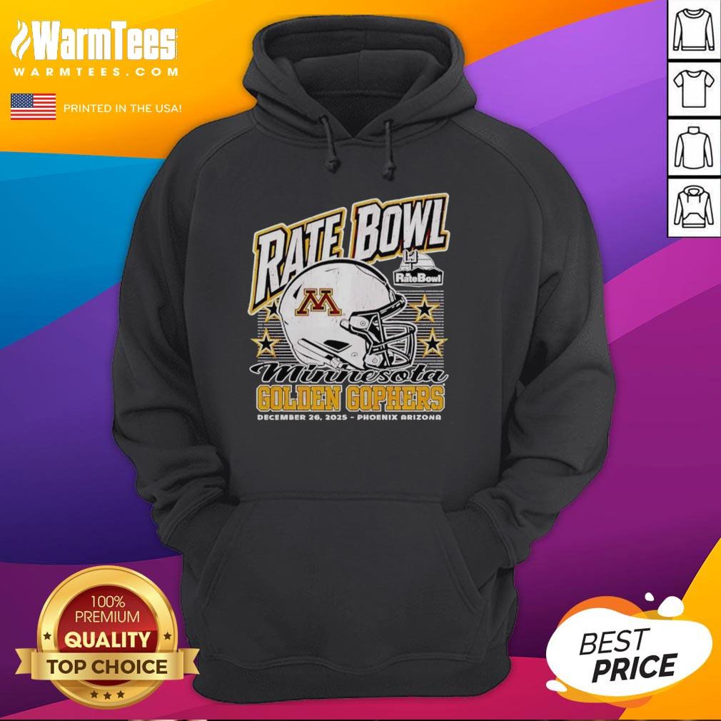 Hot Minnesota Golden Gophers 2025 Rate Bowl hoodie featuring a helmet design, perfect for fans in Phoenix, Arizona.