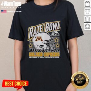 Hot Minnesota Golden Gophers 2025 Rate Bowl helmet design on a ladies tee, showcasing team spirit in Phoenix, Arizona.