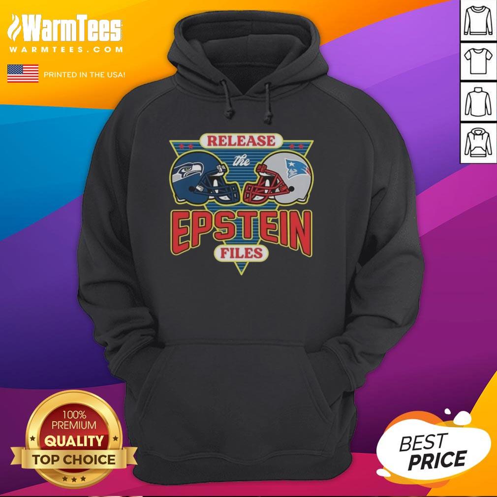 Hot Seattle Seahawks vs New England Patriots hoodie featuring 'Release the Epstein Files' graphic design.