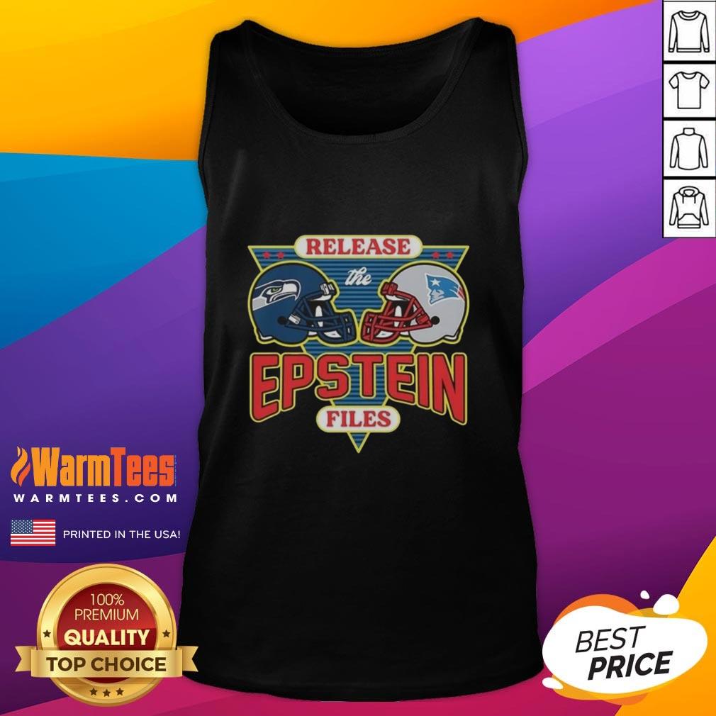 Hot Seattle Seahawks vs New England Patriots tank top featuring 'Release The Epstein Files' design for football fans.