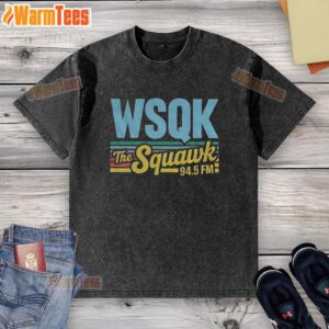 Hot Wsqk The Squawk 94.5 FM Hawkins Upside Down Washed T-Shirt featuring a trendy design and vintage style.