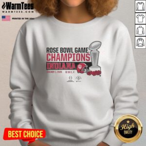 Alt Text: Nice Indiana Football CFP Rose Bowl Champions Trophy sweatshirt showcasing team spirit and winning pride.