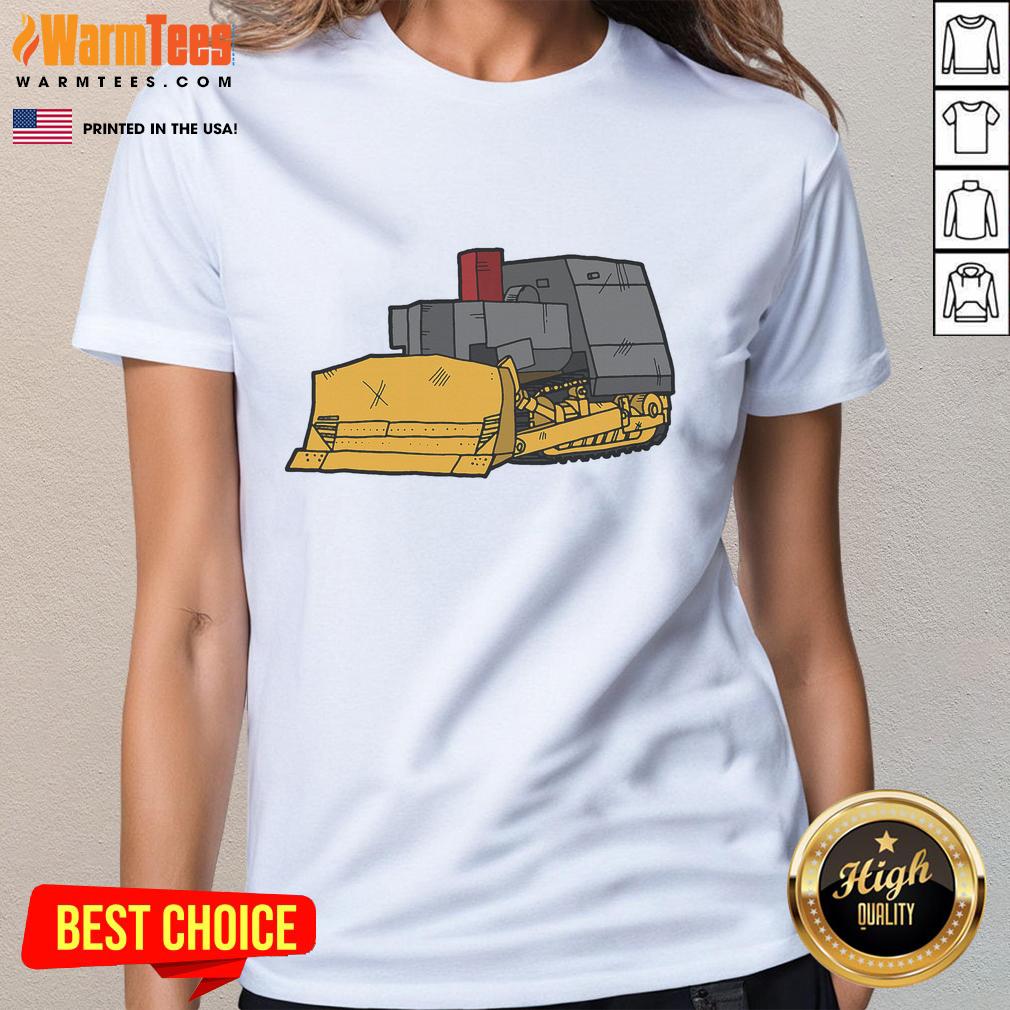 Alt Text: Nice Killdozer modified bulldozer graphic on a ladies tee, showcasing powerful machinery and bold design.