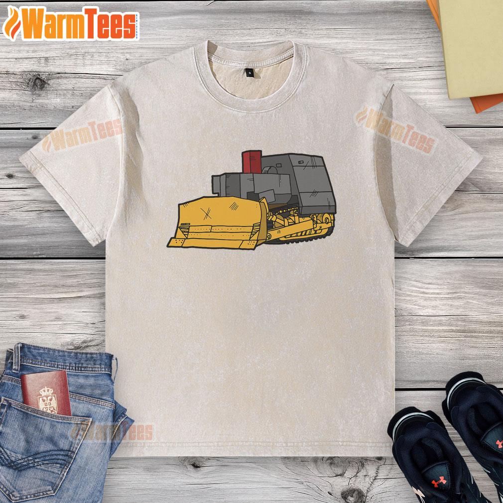 Nice Killdozer modified bulldozer graphic on a washed t-shirt, perfect for fans of heavy machinery and unique apparel.