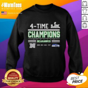 Alt Text: Cozy Seattle Seahawks sweatshirt celebrating 2025 Super Bowl and 4-time NFC West Division Champions title.