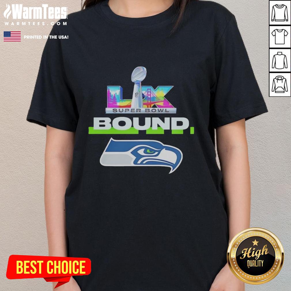 Ladies tee featuring the Seattle Seahawks NFC Champions Super Bowl LX logo, perfect for game day and fans.