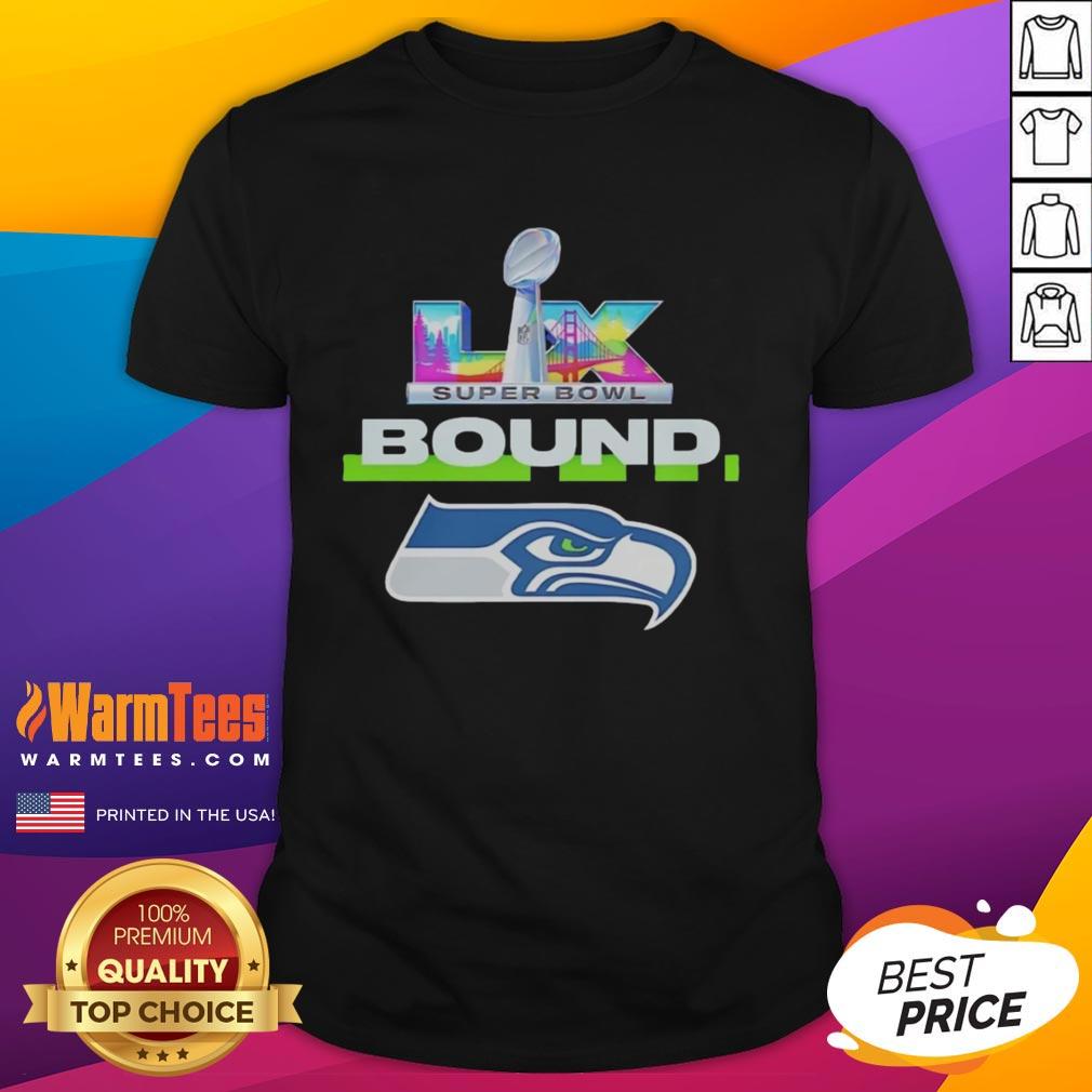 Seattle Seahawks NFC Champions Super Bowl LX Bound big logo t-shirt showcasing team pride and championship spirit.