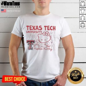 Alt Text: Texas Tech University X Hello Kitty Red Raiders Icons T-Shirt featuring vibrant graphics and team colors.