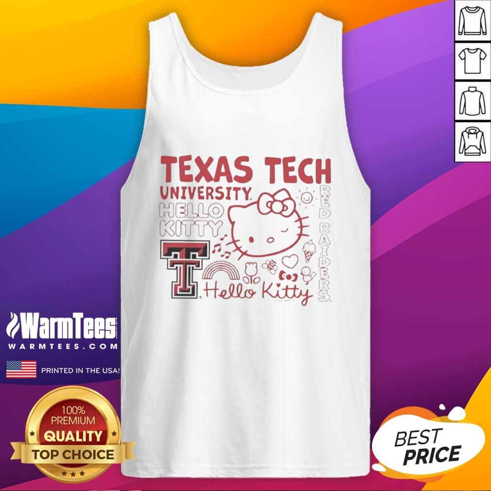 Nice Texas Tech University Hello Kitty Red Raiders Icons tank top featuring vibrant graphics and a stylish design.