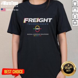 Official Freight Technologies Global Logistics Solutions ladies tee featuring a stylish design and comfortable fit.
