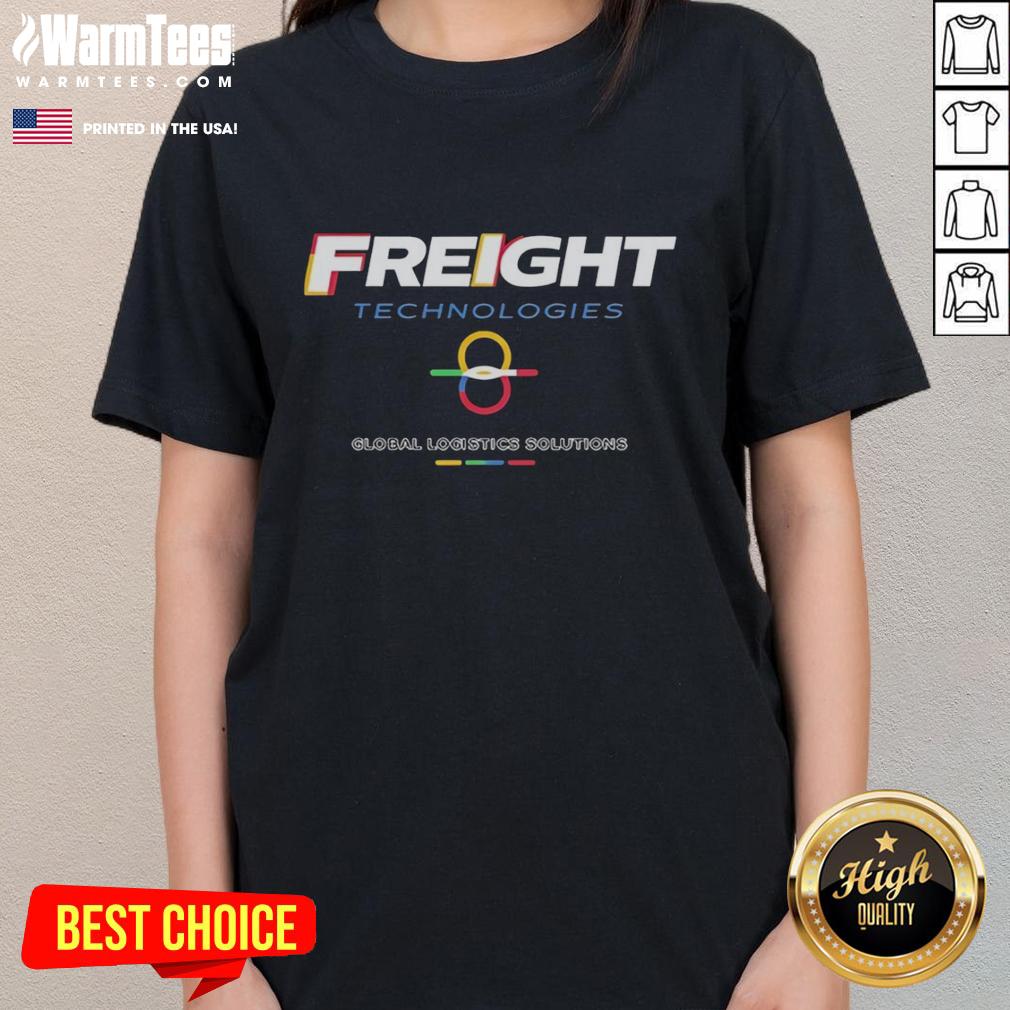 Official Freight Technologies Global Logistics Solutions ladies tee featuring a stylish design and comfortable fit.